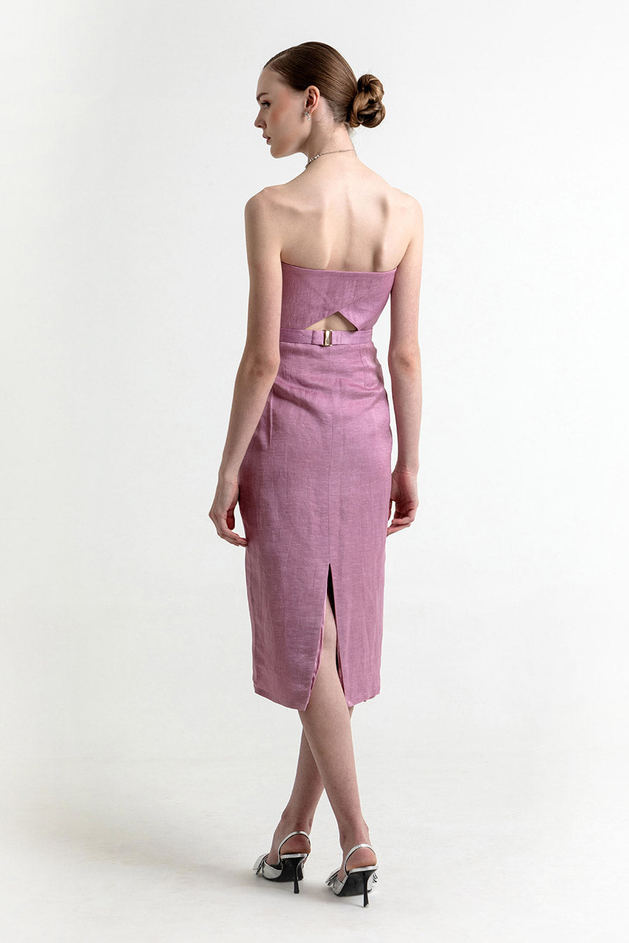 Iris Lilac Embroidered Dress With Belt