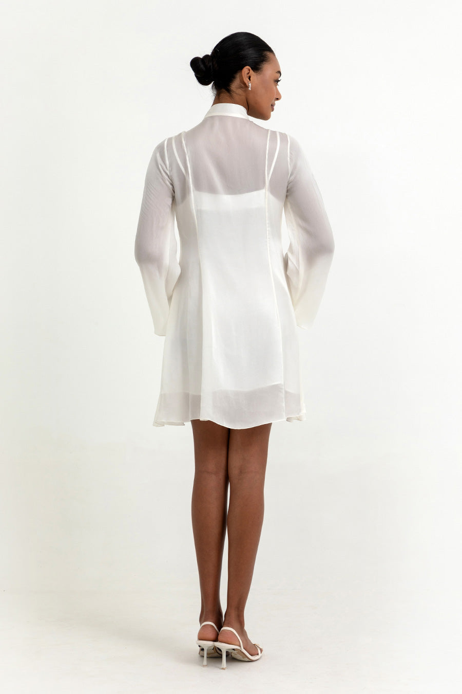 Aubrielle White Dress With Embroidered Tie