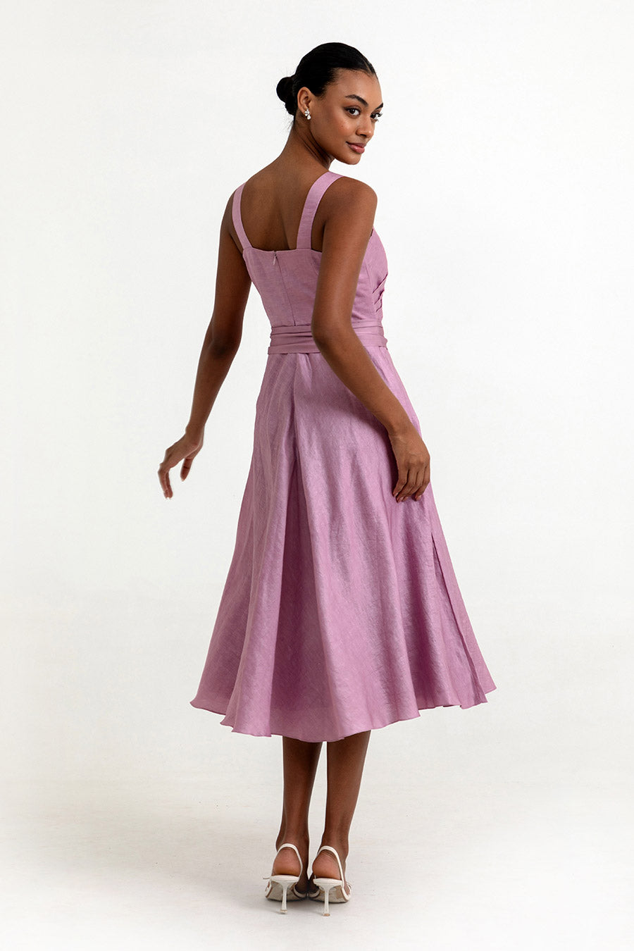Ayla Lilac Pleated Dress With Belt