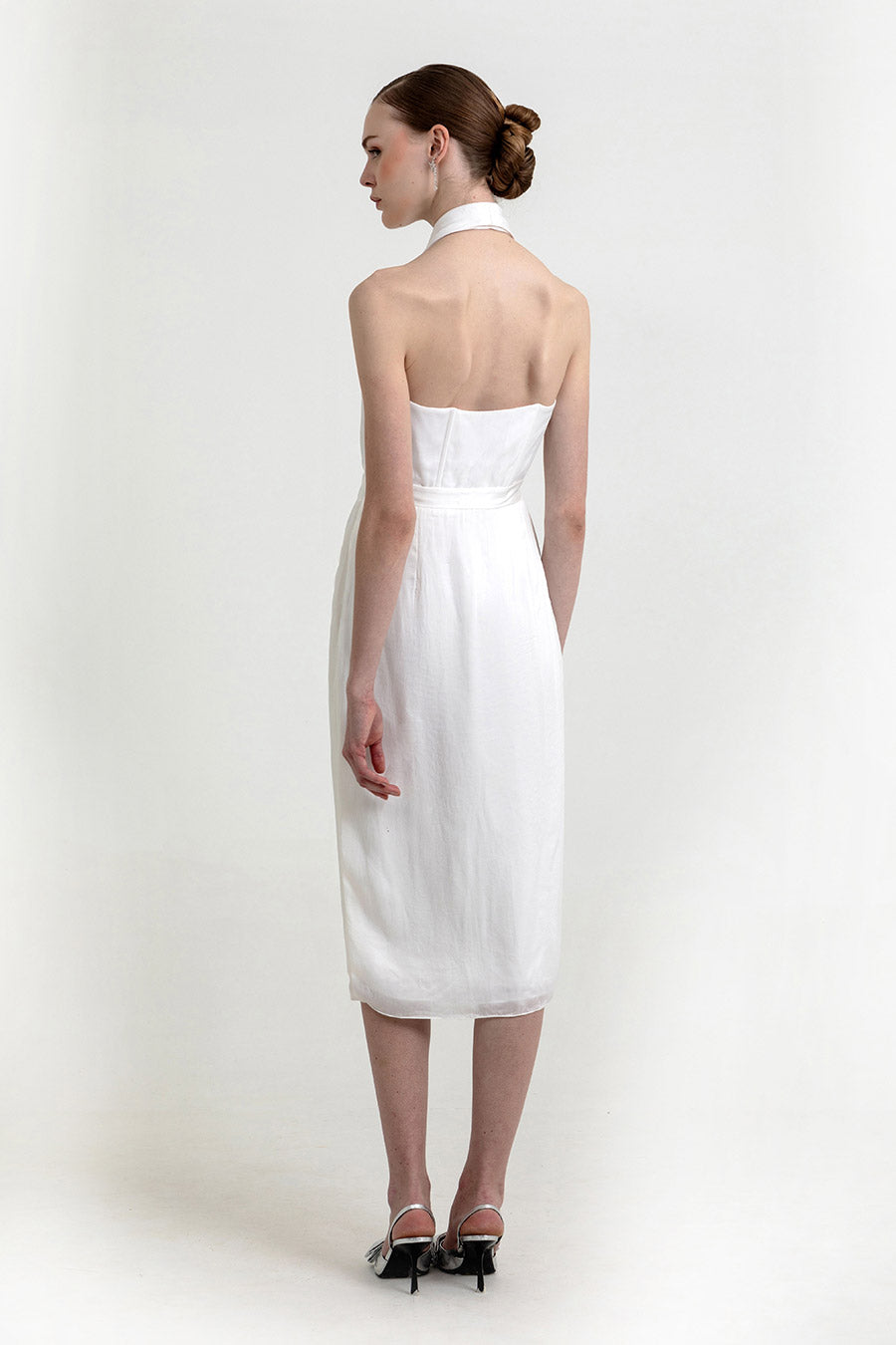 Celine White Dress With Crystal Belt