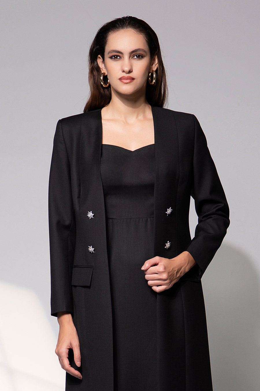 Celestia Black Dress & Blazer Set