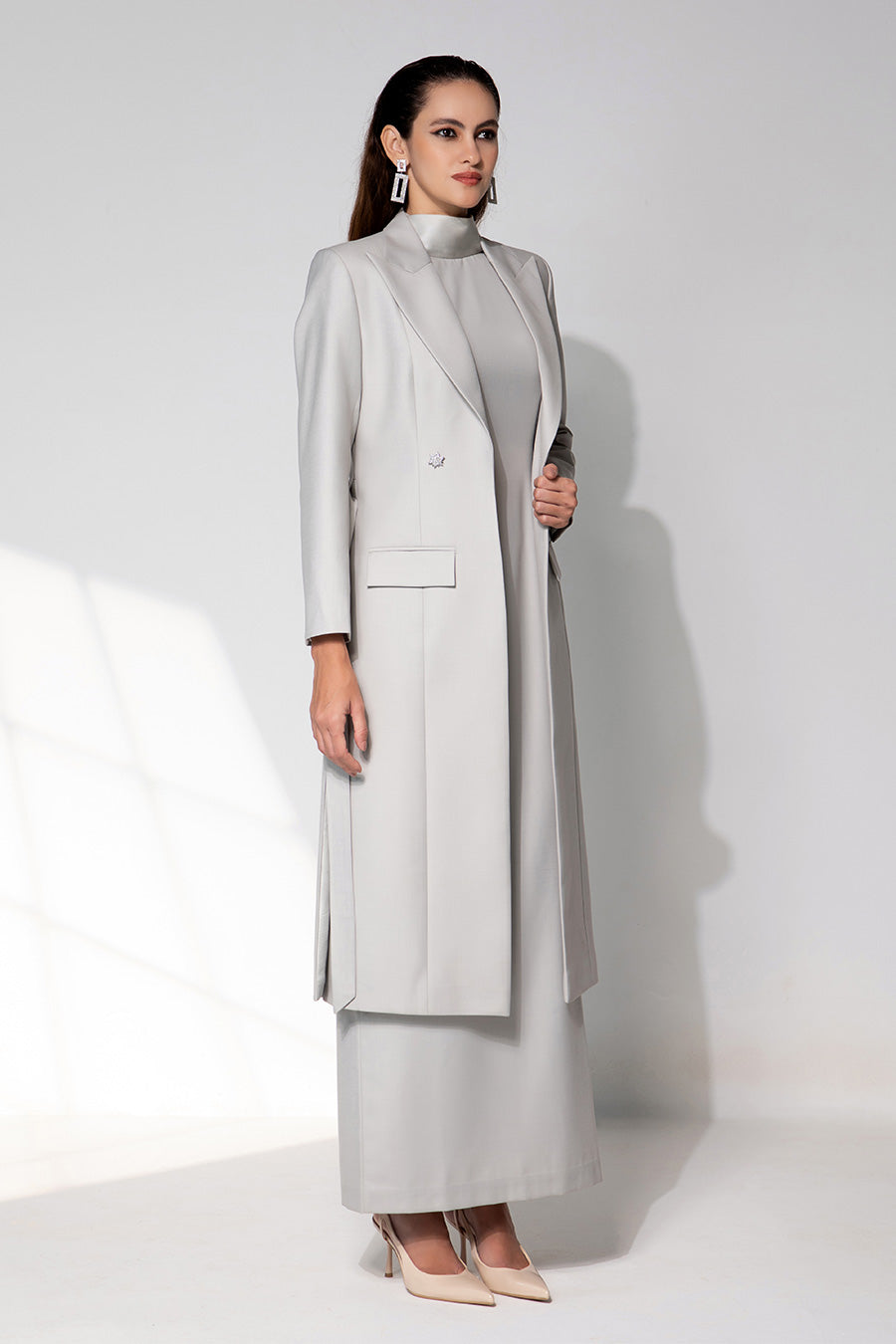 Octavia Grey Gown Dress & Blazer Set