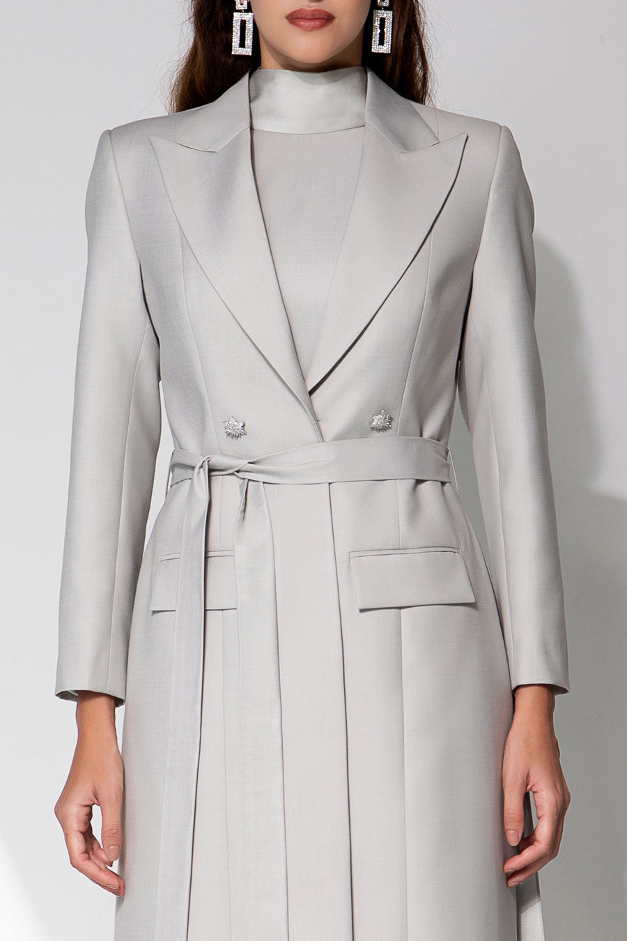 Octavia Grey Gown Dress & Blazer Set