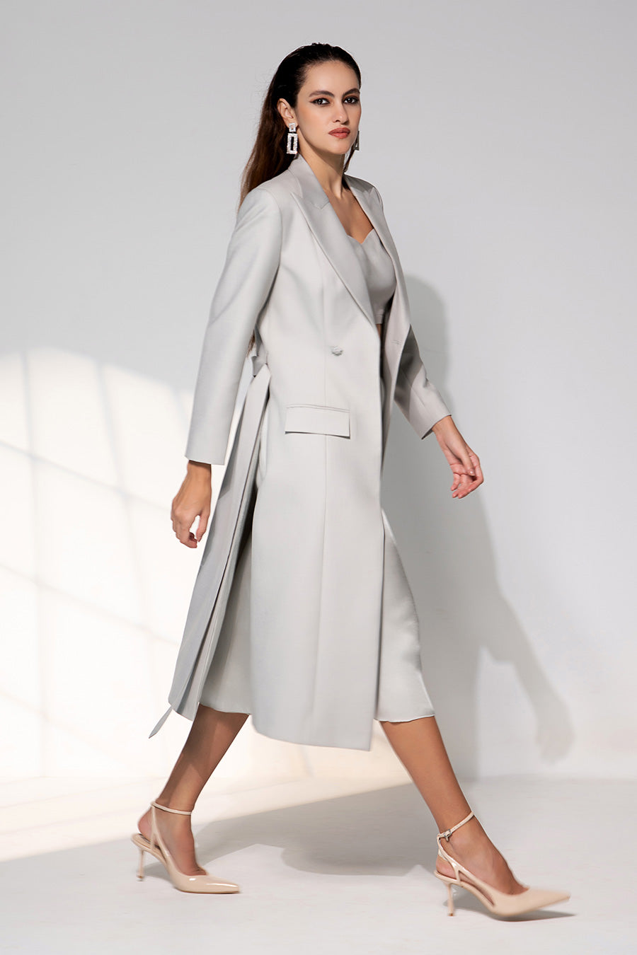 Sophia Grey Skirt Co-Ord Set With Blazer