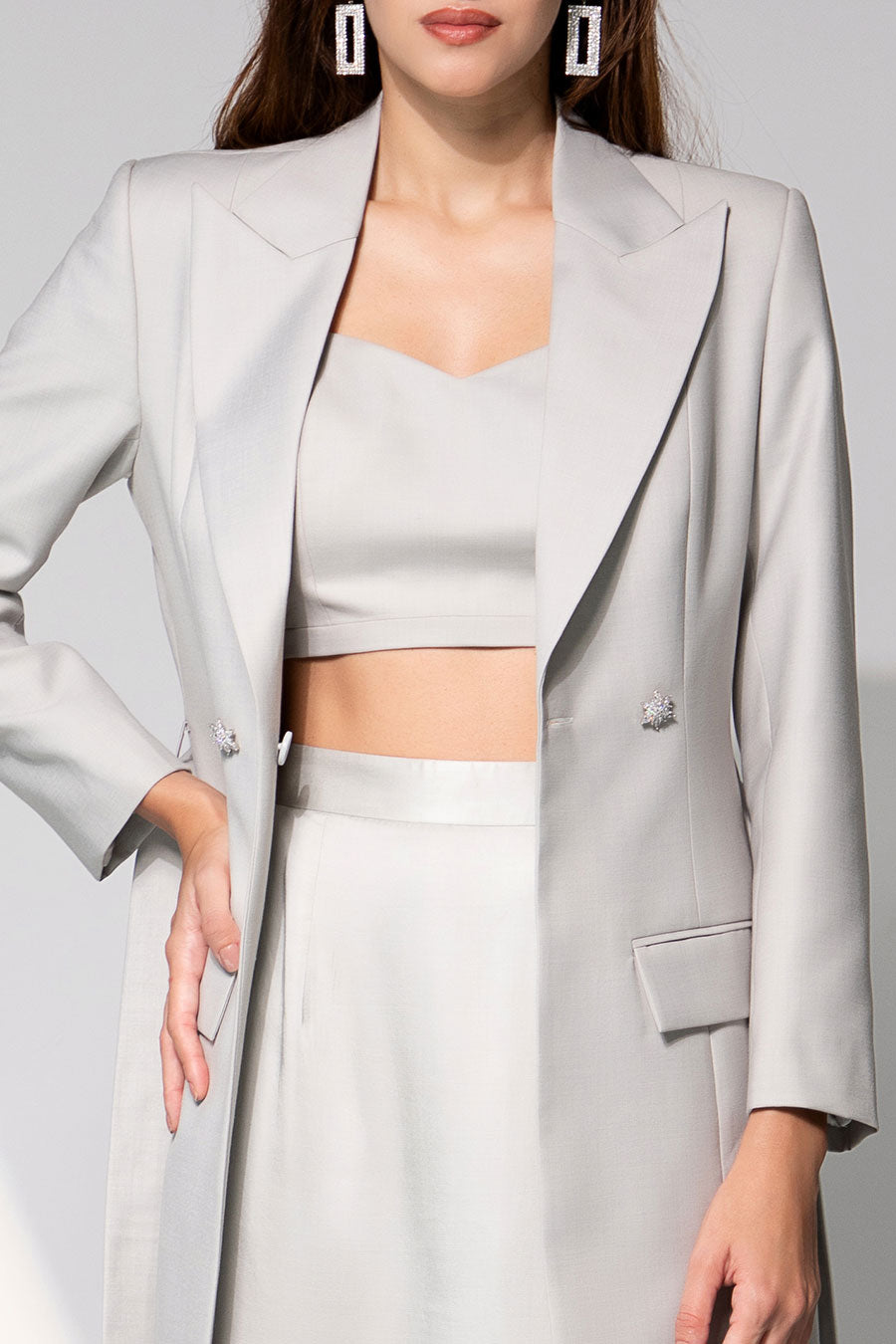 Sophia Grey Skirt Co-Ord Set With Blazer