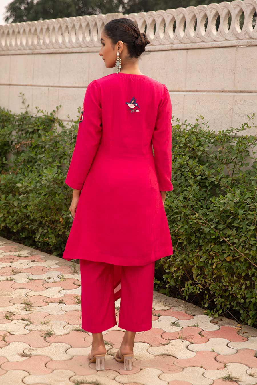Fuchsia Pink Rani Resham Embroidered Kurta Set