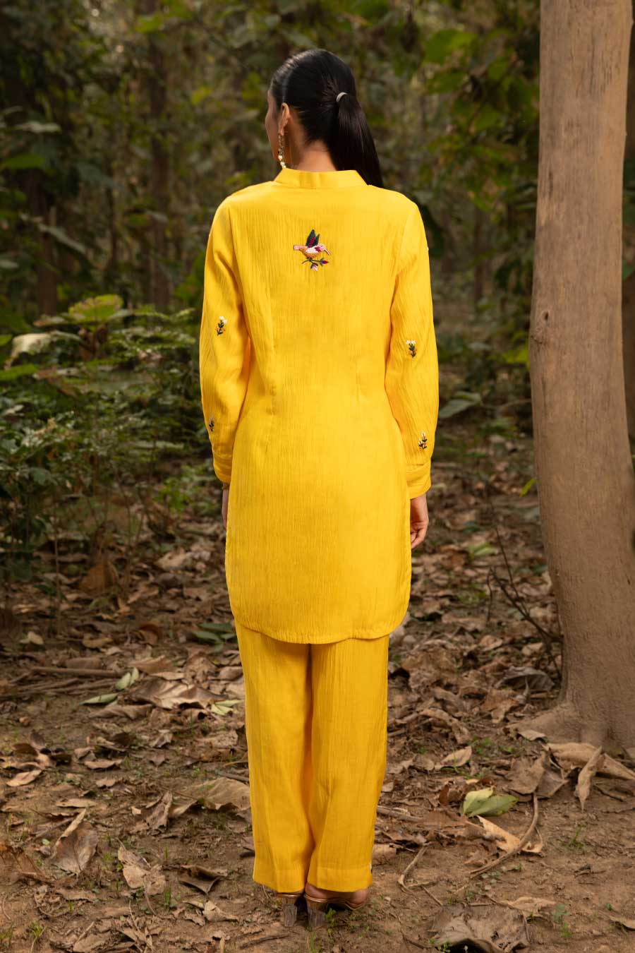 Yellow Amber Resham Embroidered Kurta & Pant Set