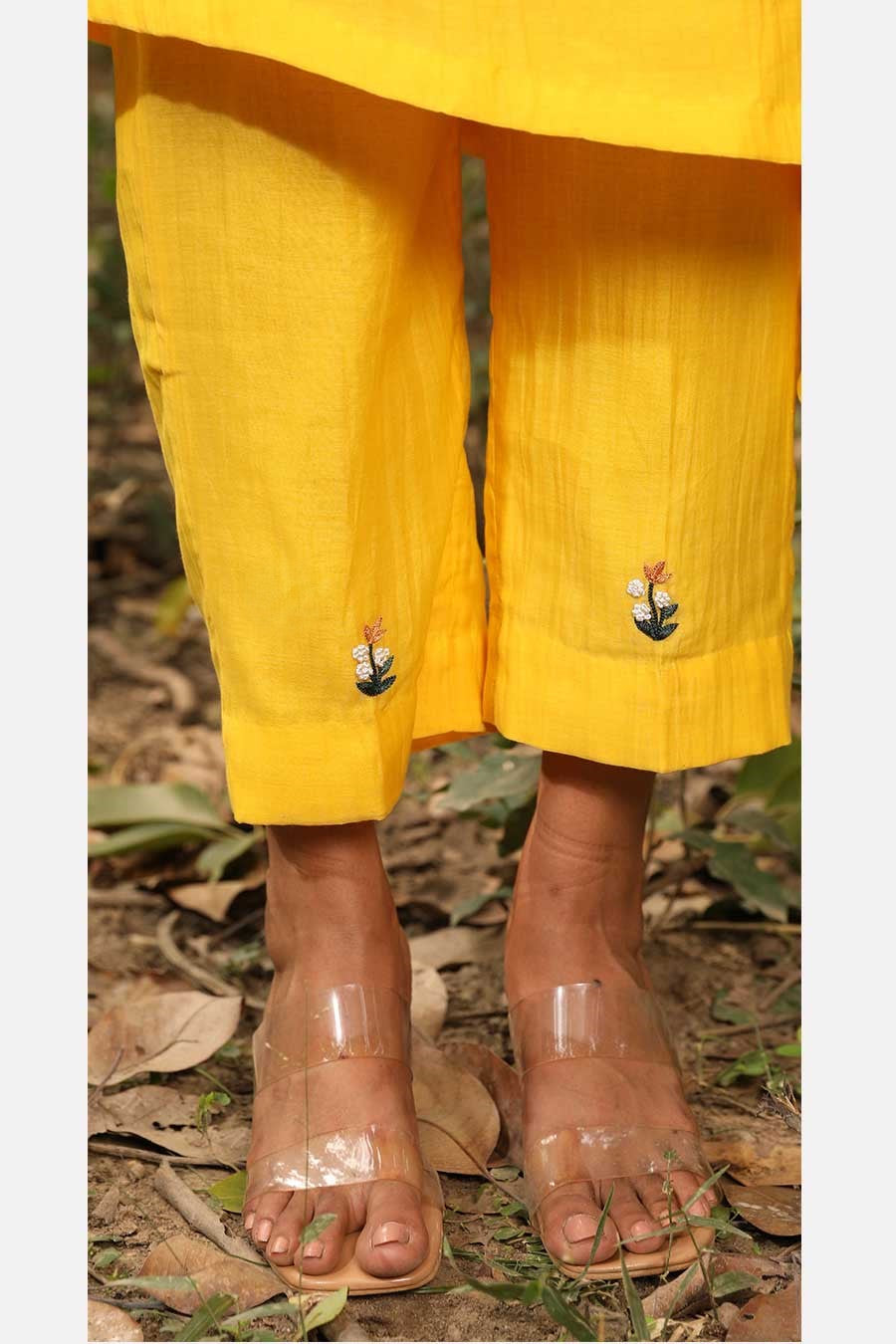 Yellow Amber Resham Embroidered Kurta & Pant Set