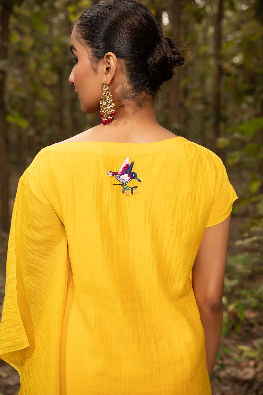 Yellow Pale Resham Embroidered Kaftan Set
