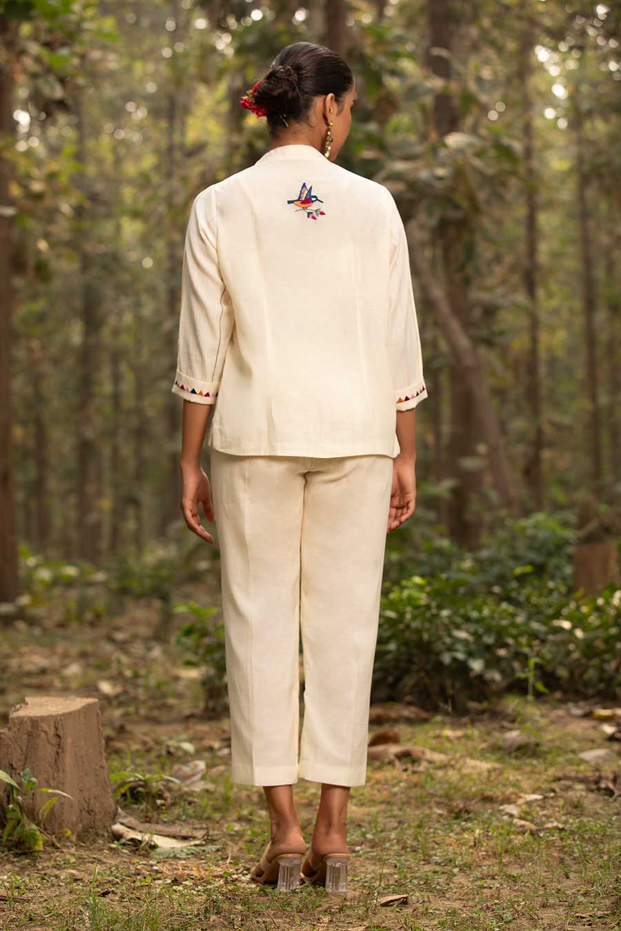 Ivory Bloom Resham Embroidered Jacket Co-Ord Set