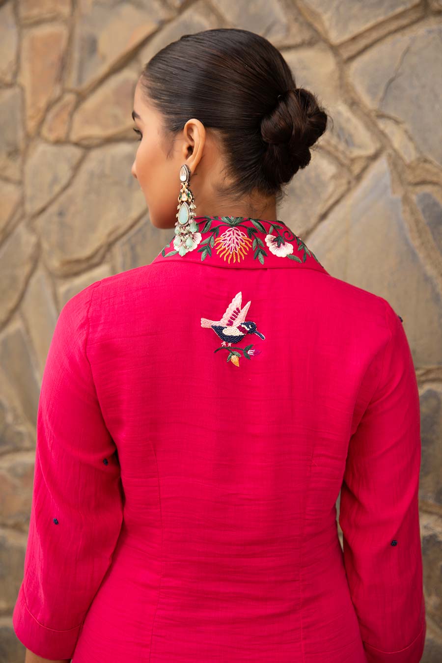 Fuchsia Pink Lara Resham Embroidered Kurta & Pant Set