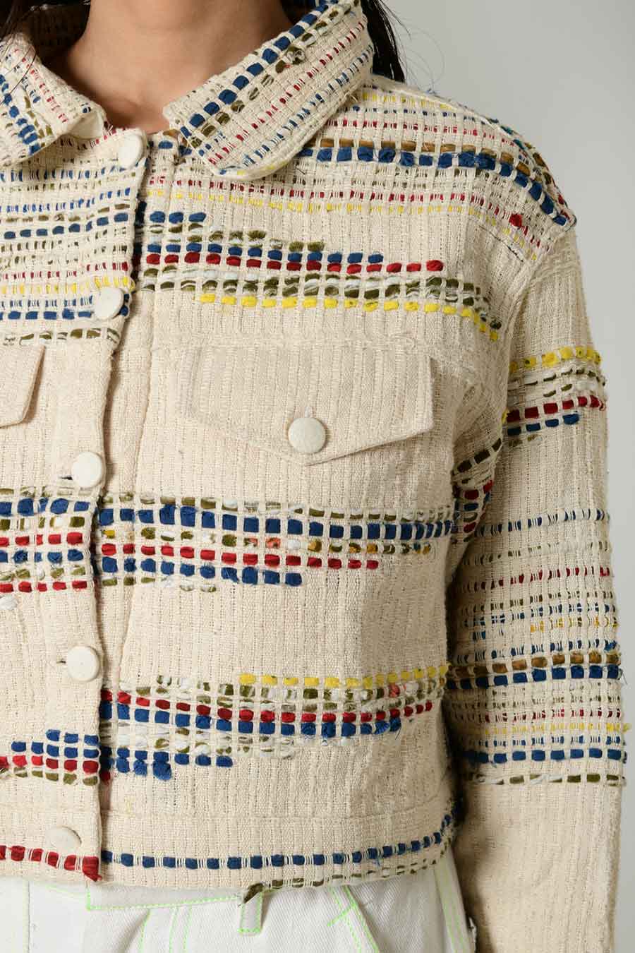 White Multi Recycle Unisex Aito Jacket