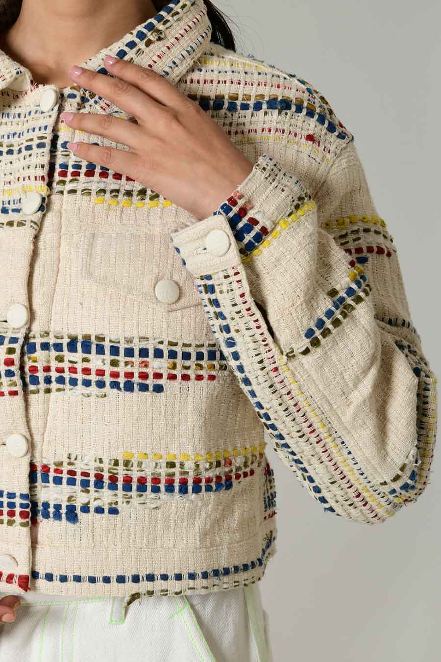 White Multi Recycle Unisex Aito Jacket