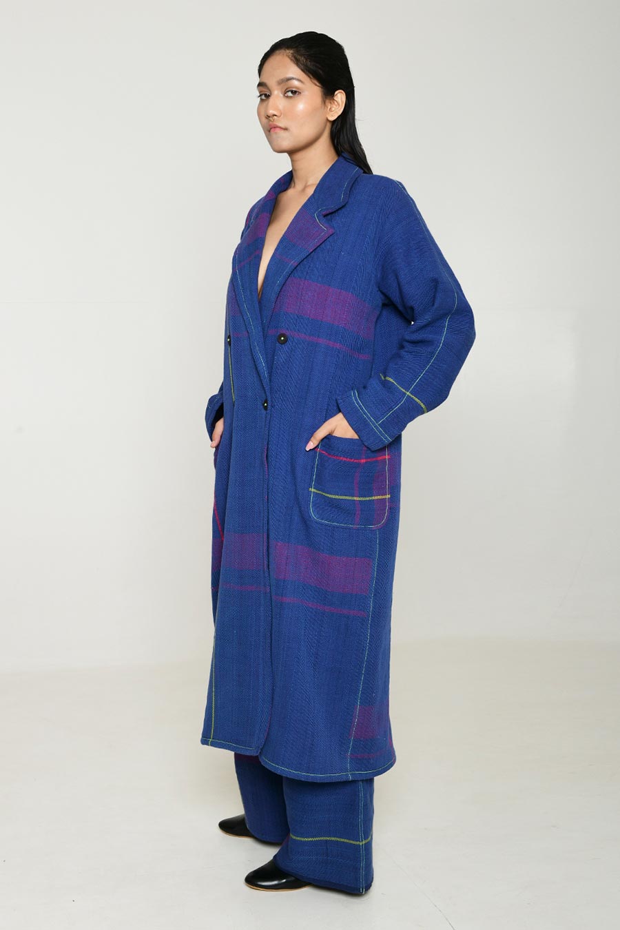 Blue Recycle Ren Women Trench Coat
