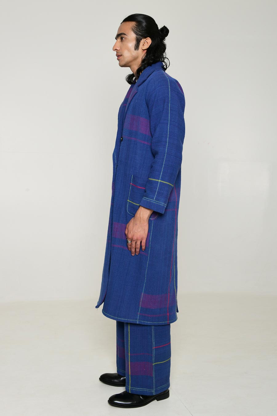 Blue Recycle Aoki Men Trench Coat