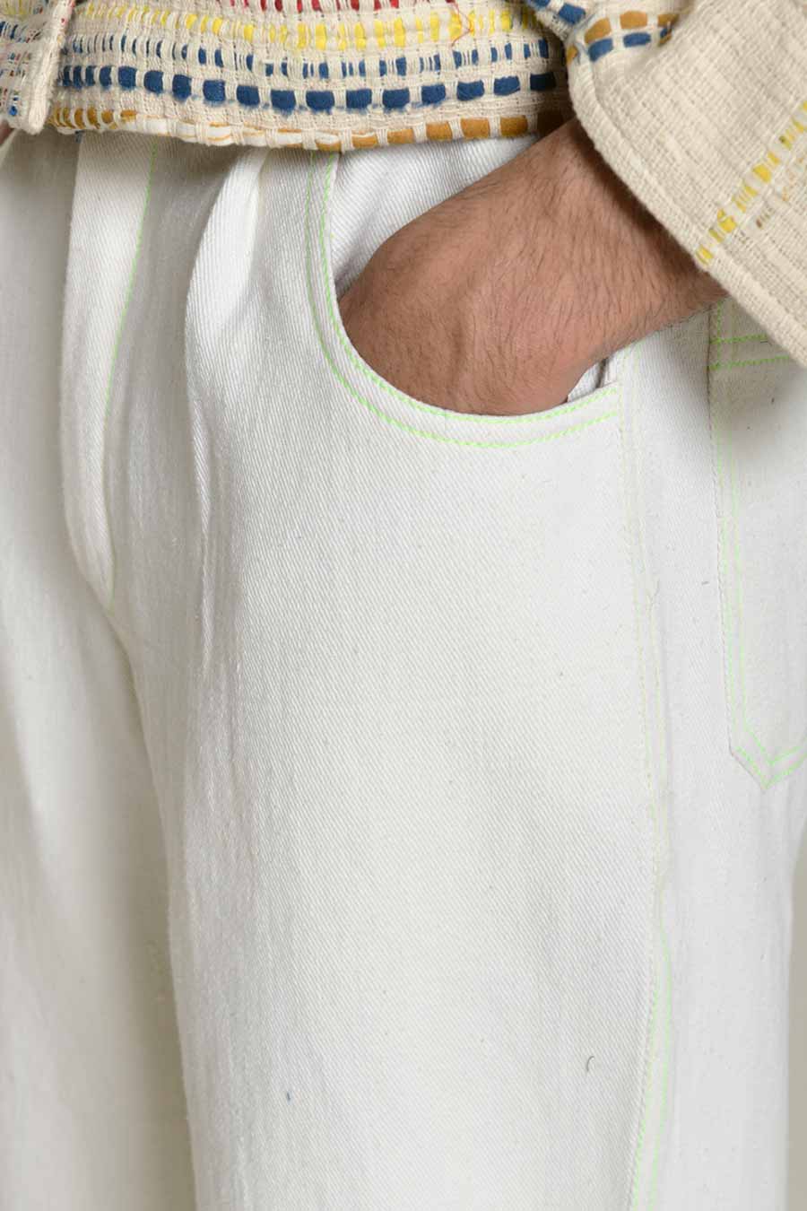 White Recycle Unisex Hibiki Pants