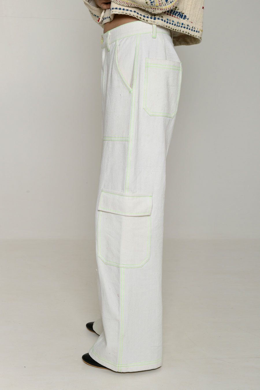 White Recycle Hatsu Unisex Cargo Pants