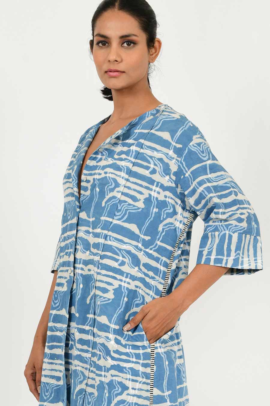 Indigo Splash Organic Cotton Buttoned Dress
