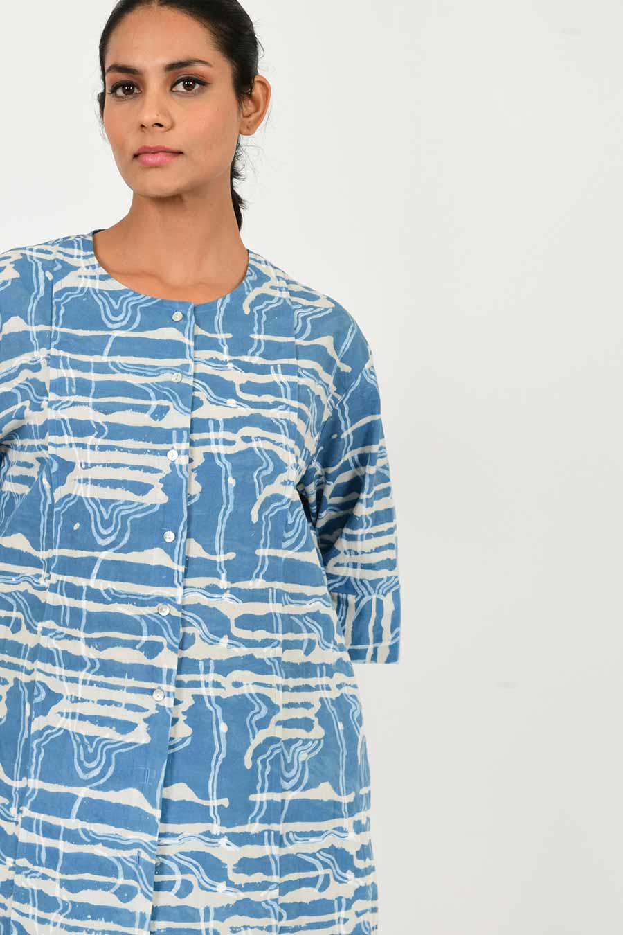 Indigo Splash Organic Cotton Buttoned Dress