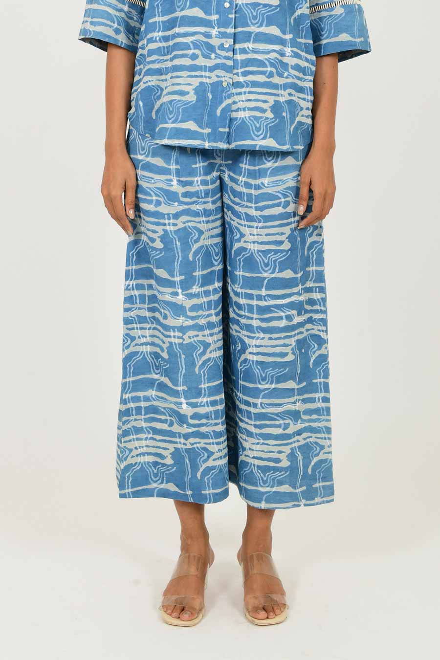 Indigo Splash Linen Dabu Print Pants