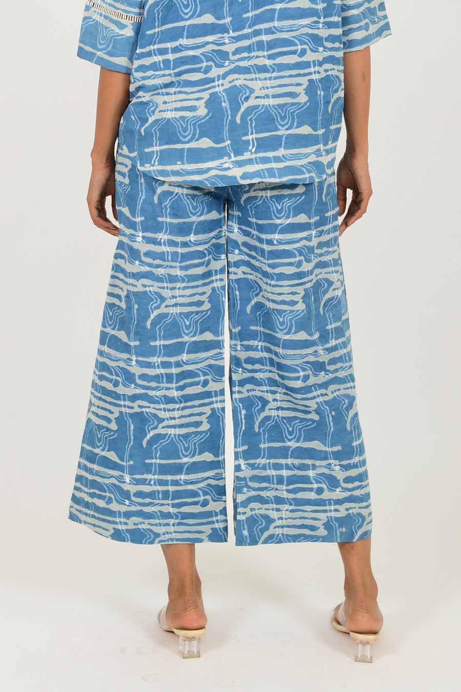 Indigo Splash Linen Dabu Print Pants