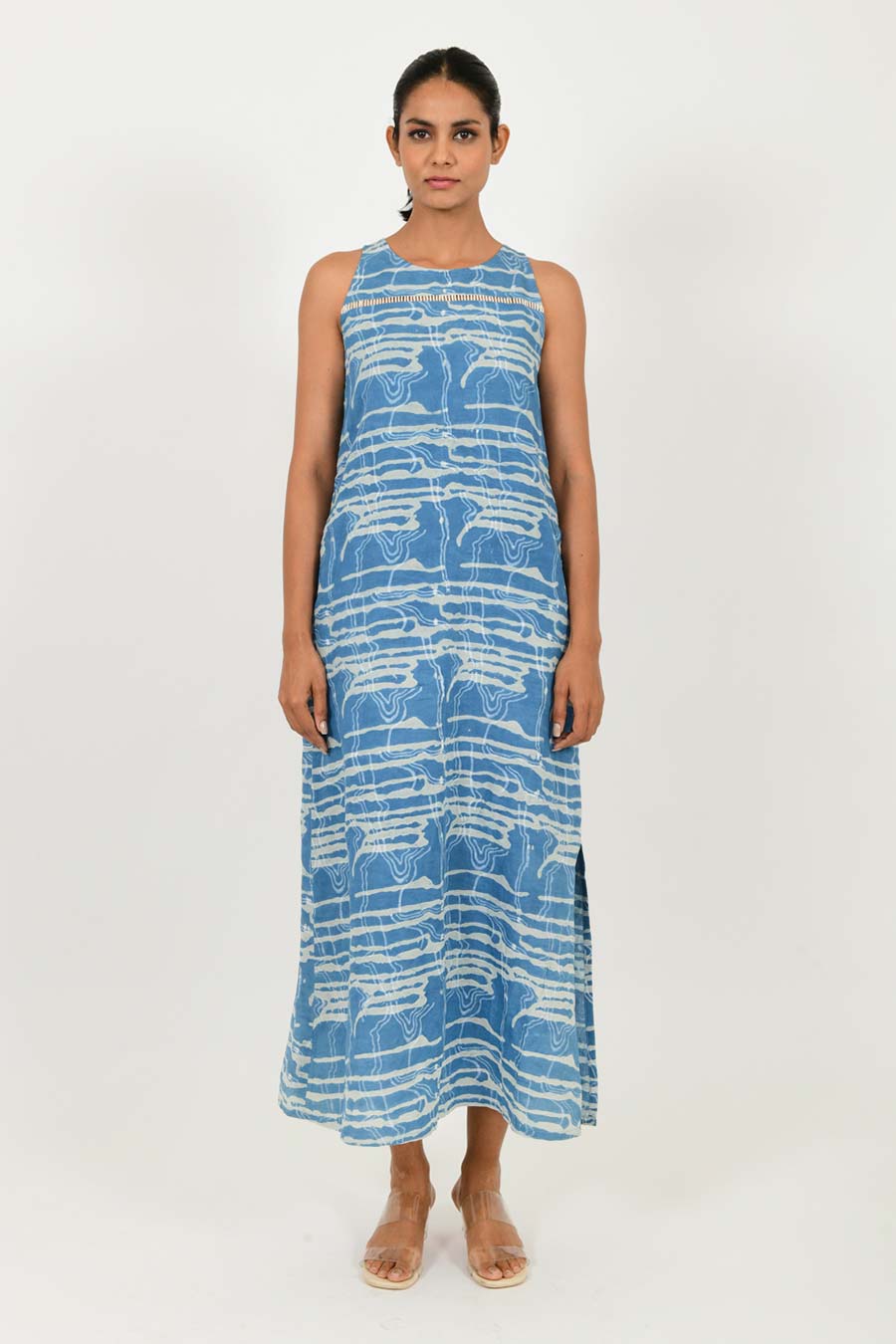 Indigo Splash Dabu Print Linen Maxi Dress