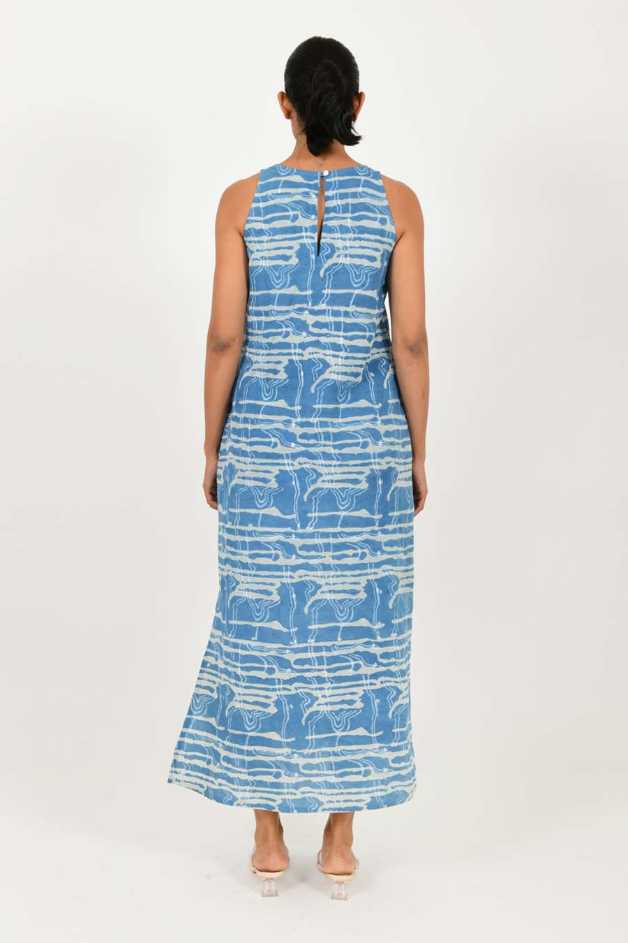 Indigo Splash Dabu Print Linen Maxi Dress