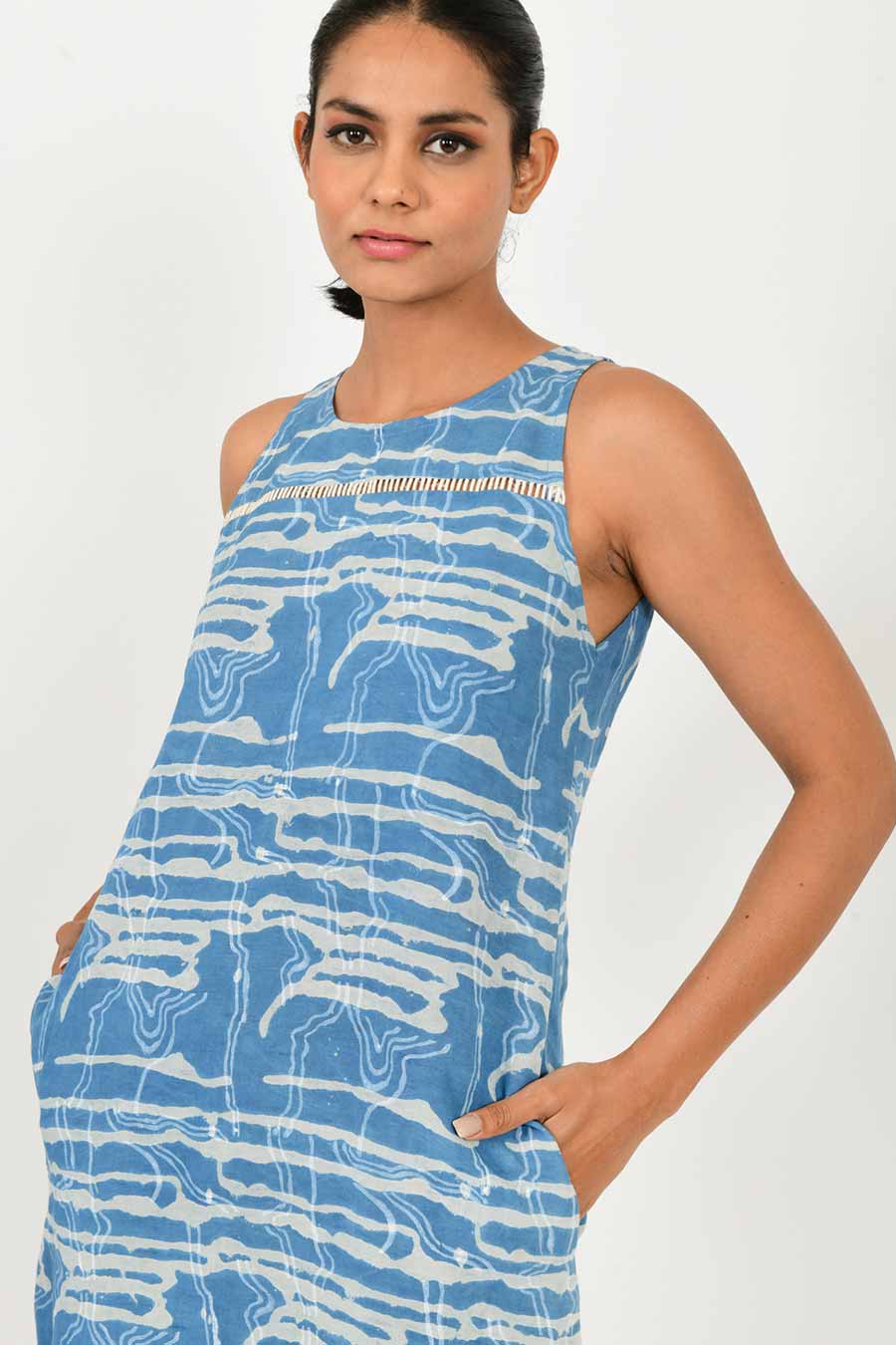 Indigo Splash Dabu Print Linen Maxi Dress