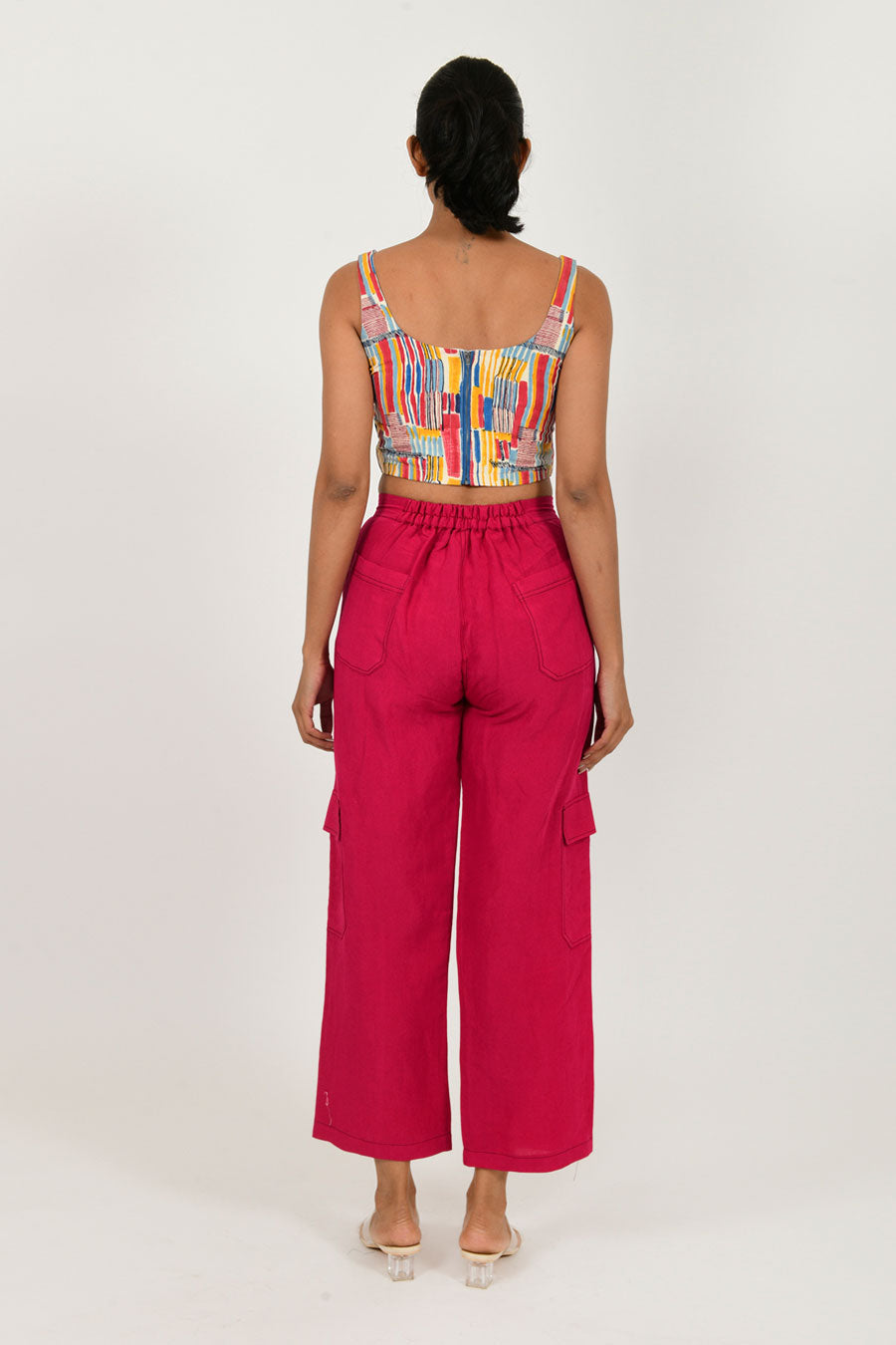 Scribble Linen Corset With Cargo Pants