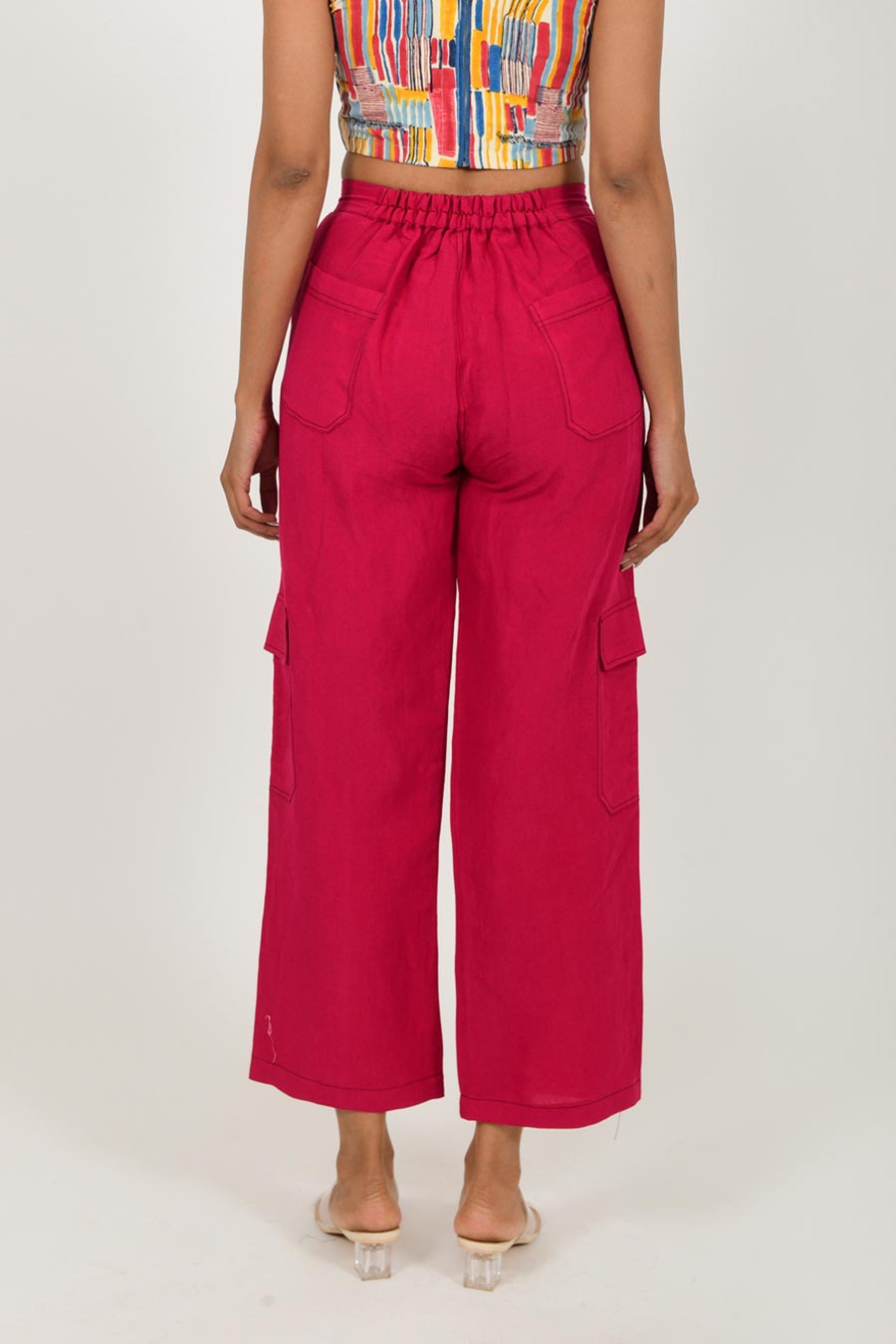 Viva Magenta Linen Cargo Pants