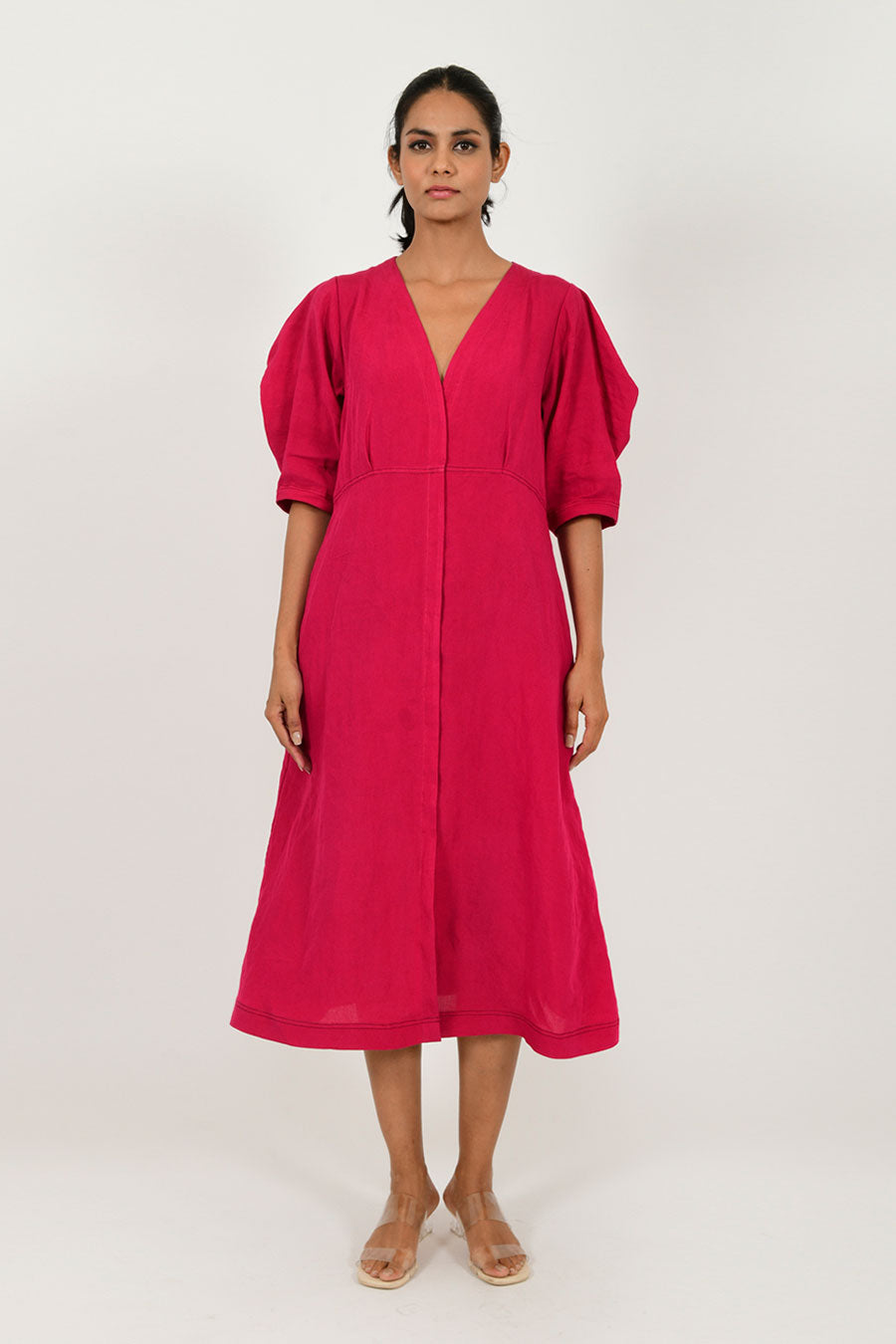 Viva Magenta Linen Bell Dress