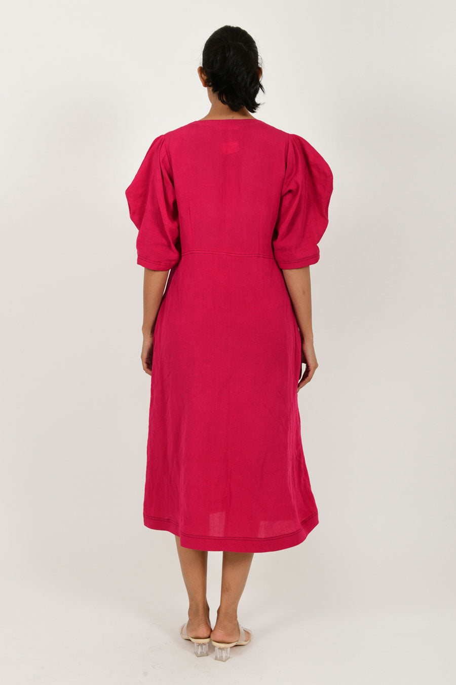 Viva Magenta Linen Bell Dress