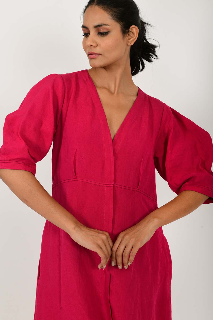 Viva Magenta Linen Bell Dress
