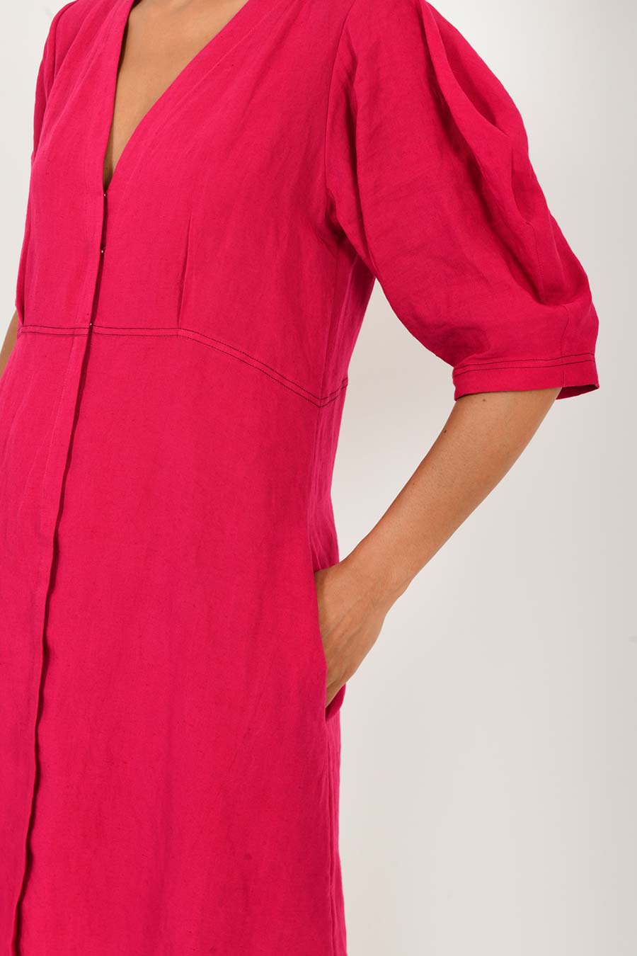 Viva Magenta Linen Bell Dress