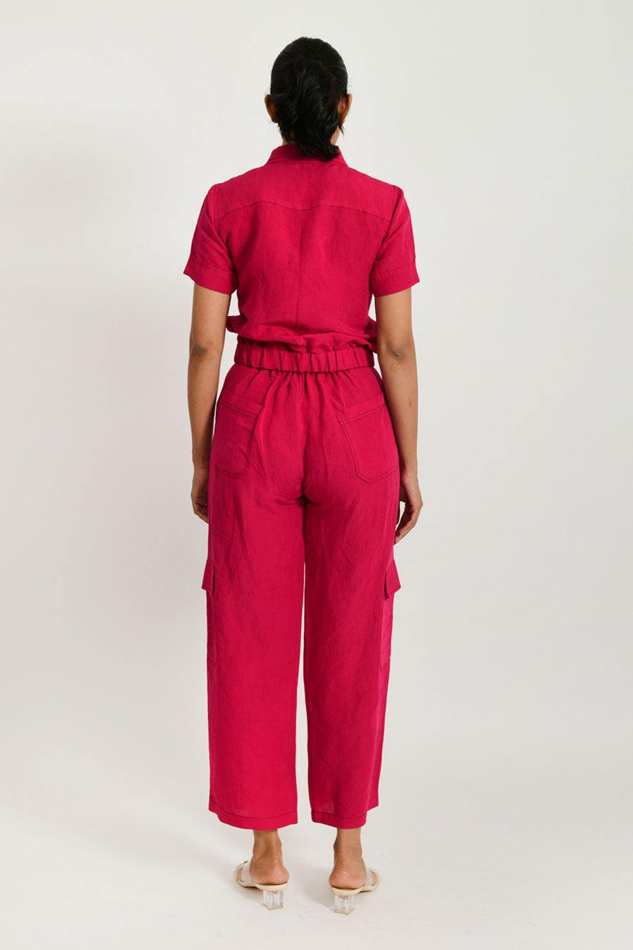 Viva Magenta Linen Top & Cargo Pant Set