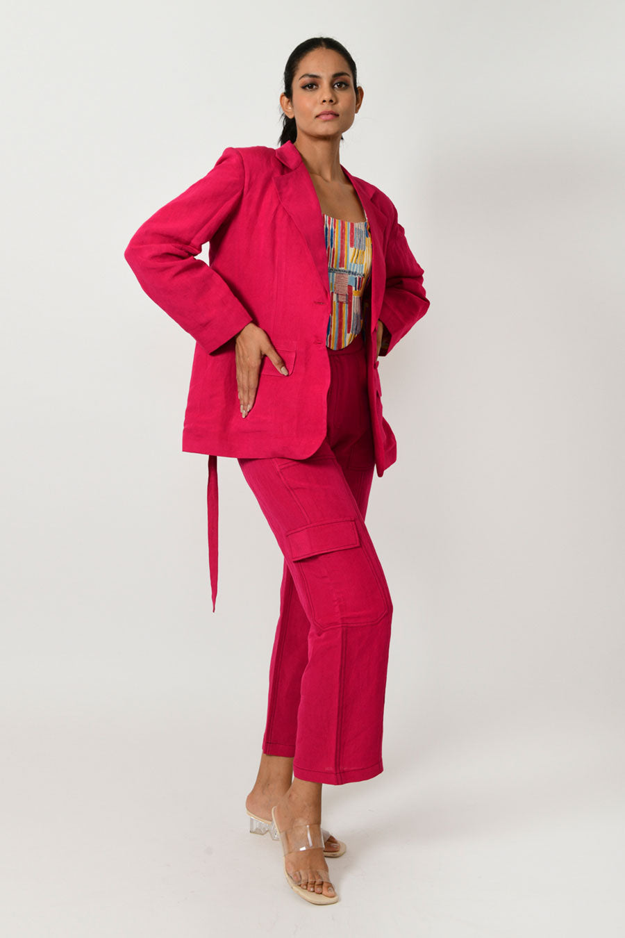 Viva Magenta Linen Blazer & Pant Co-Ord Set