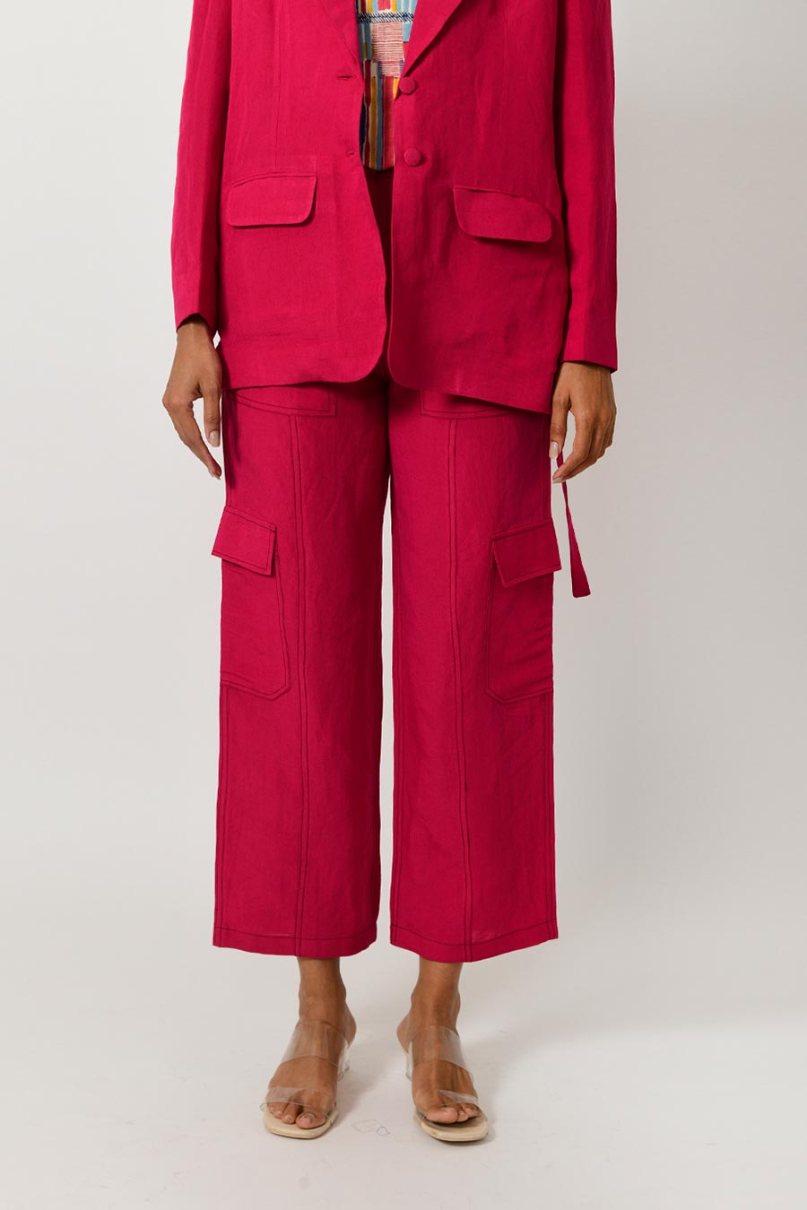 Viva Magenta Linen Blazer & Pant Co-Ord Set