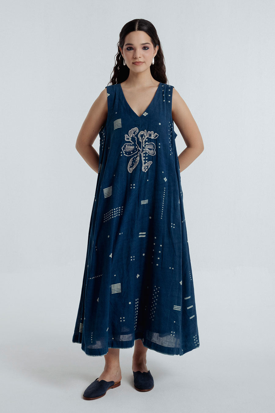 Indigo Dabu Printed Maxi Dress