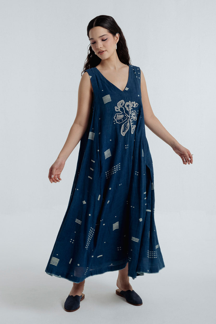 Indigo Dabu Printed Maxi Dress