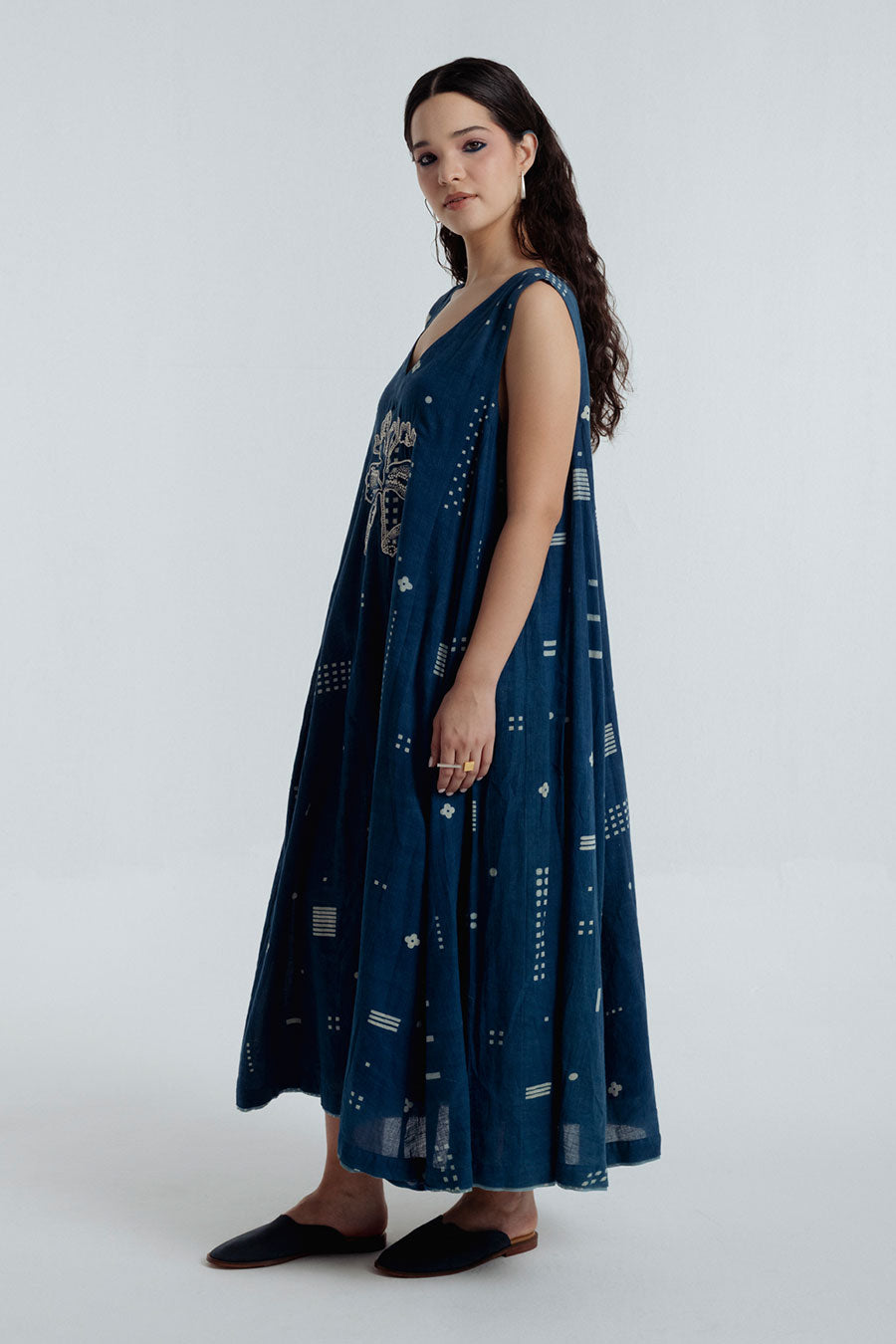 Indigo Dabu Printed Maxi Dress
