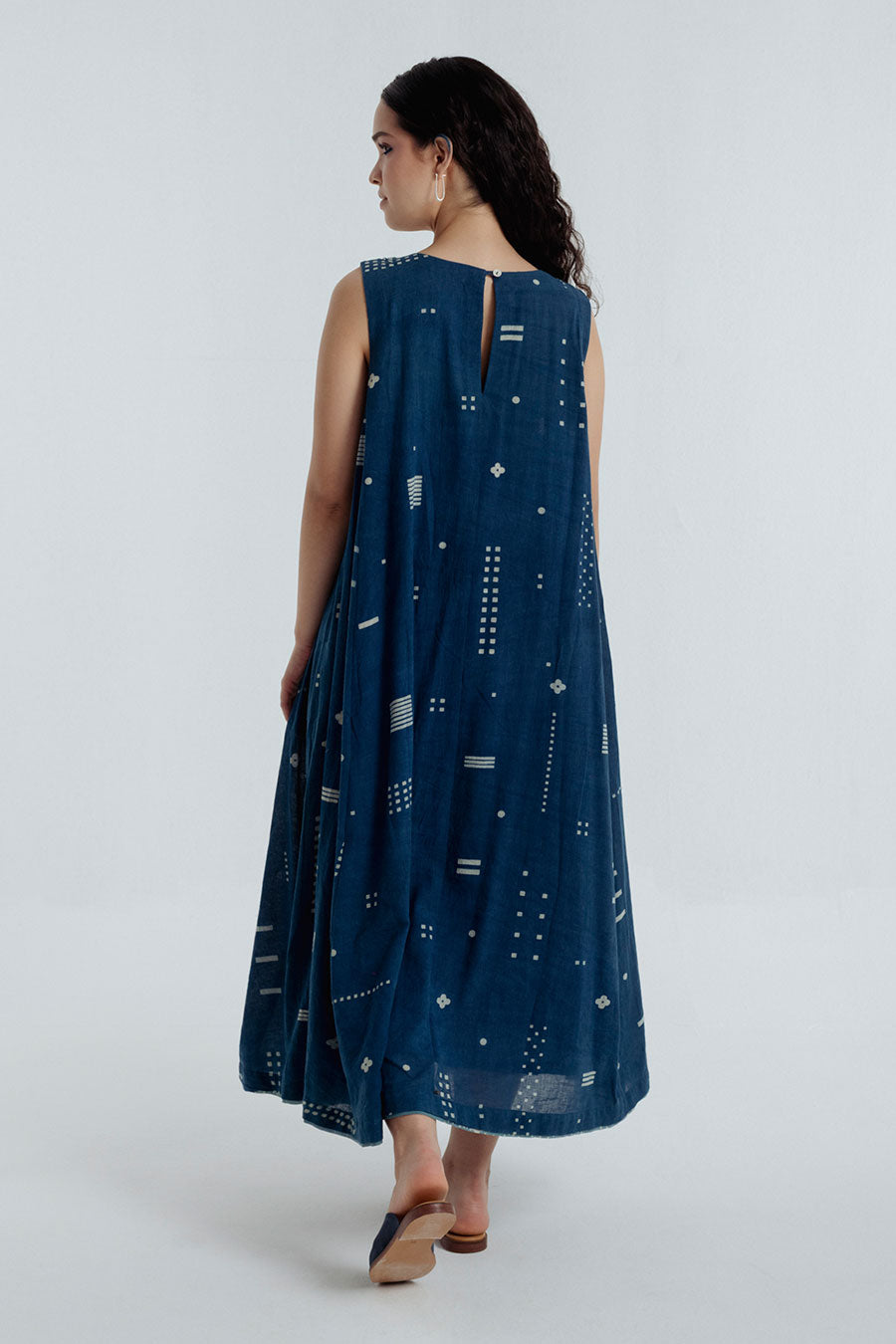 Indigo Dabu Printed Maxi Dress