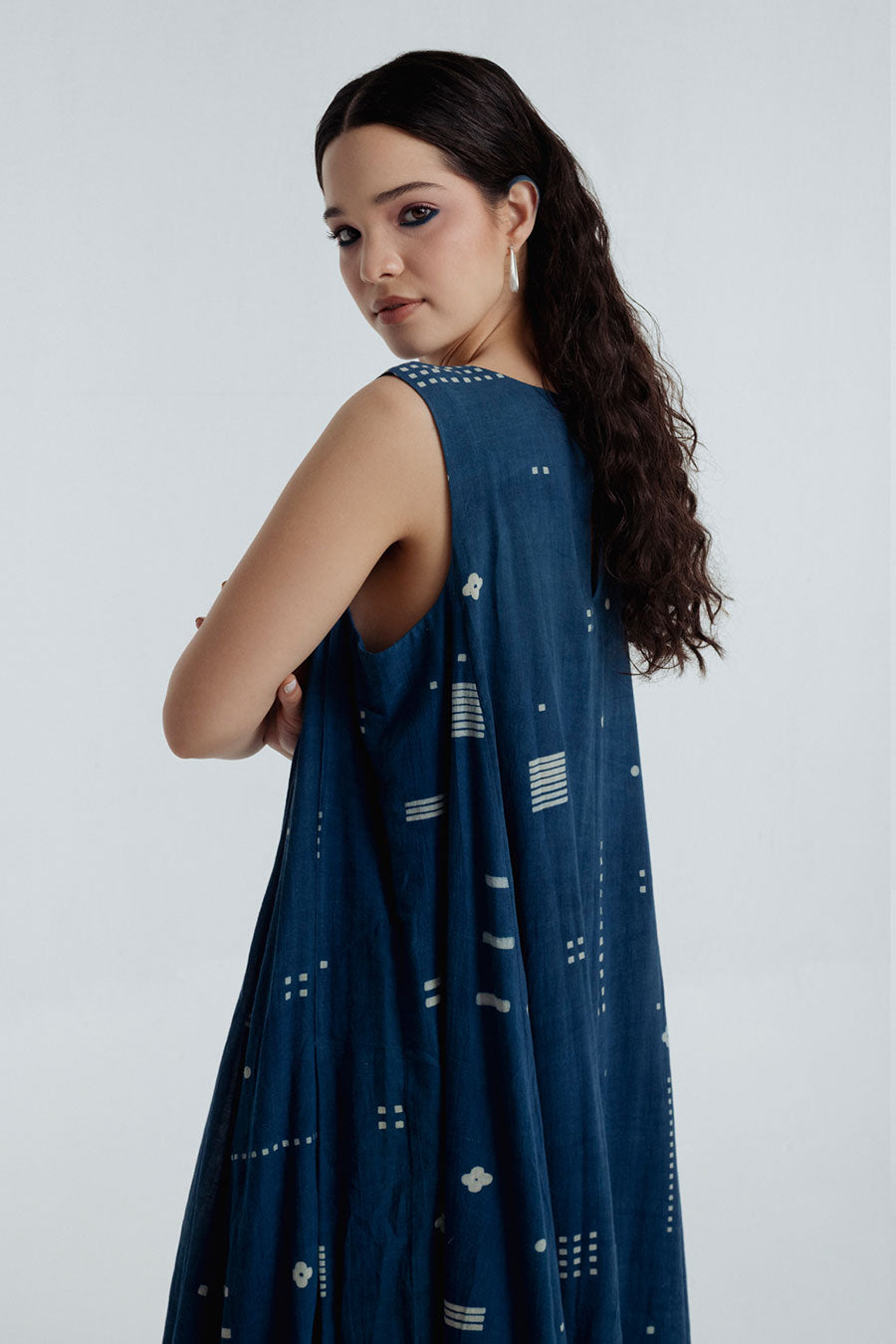 Indigo Dabu Printed Maxi Dress