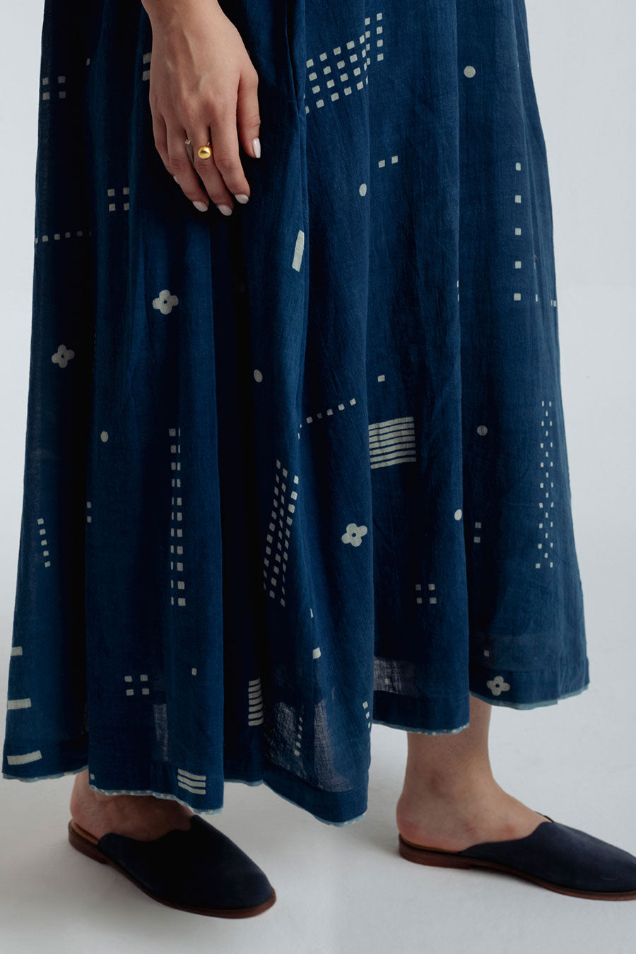 Indigo Dabu Printed Maxi Dress