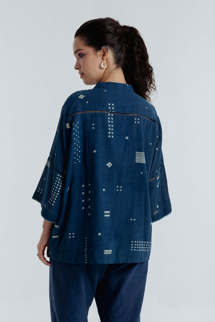 Indigo Dabu Printed Shadow Shirt
