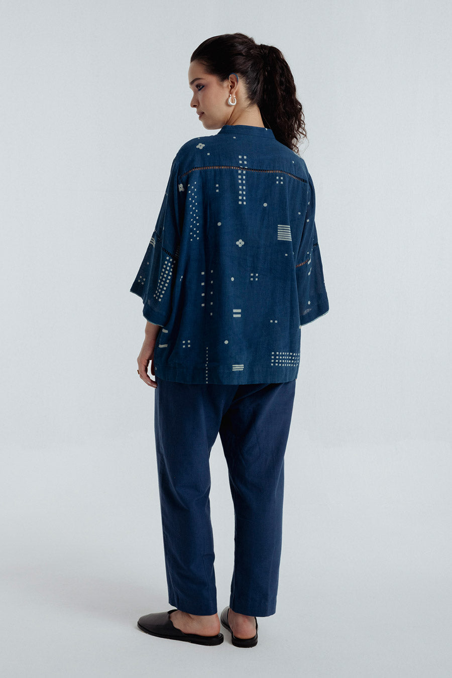 Indigo Dabu Printed Shadow Shirt