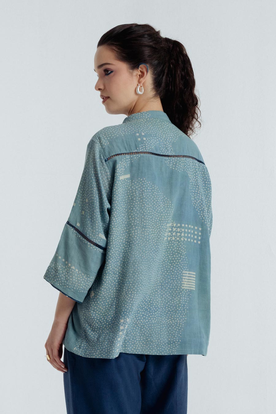 Indigo Dabu Printed Sky Shirt