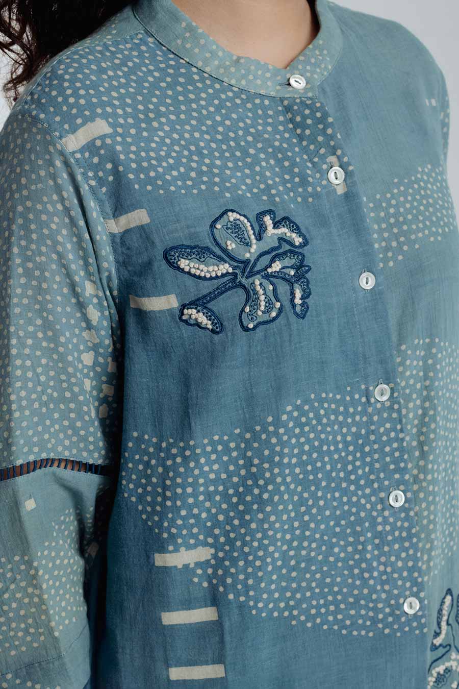 Indigo Dabu Printed Sky Shirt