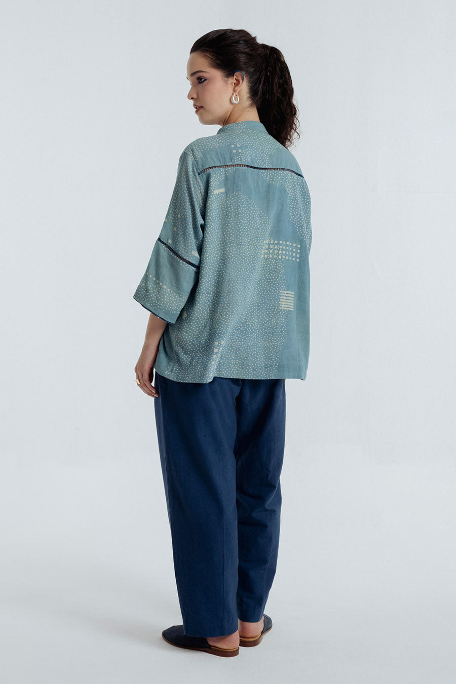 Indigo Dabu Printed Sky Shirt