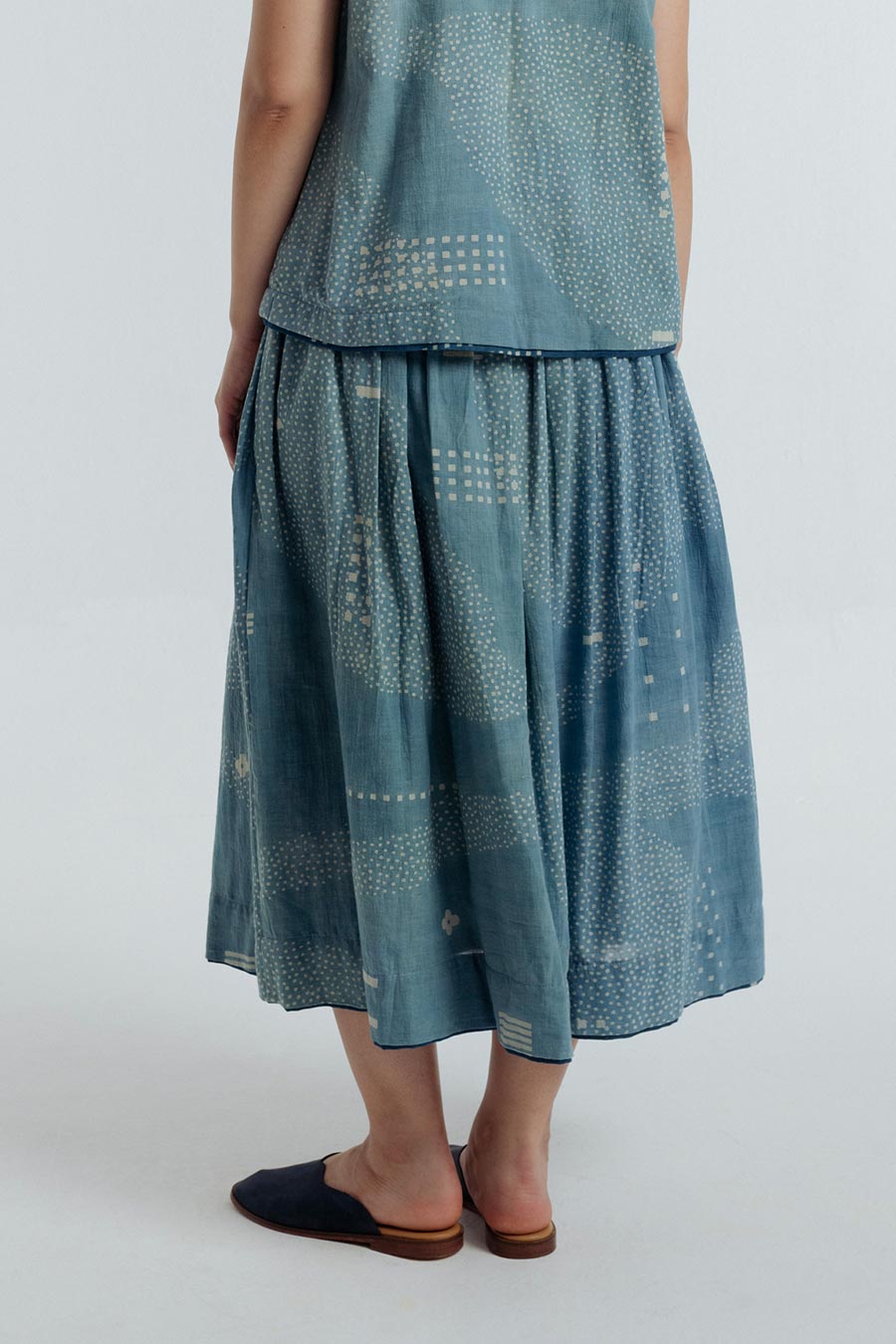 Indigo Dabu Printed Skirt