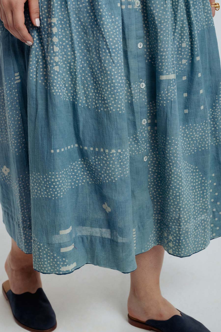 Indigo Dabu Printed Skirt